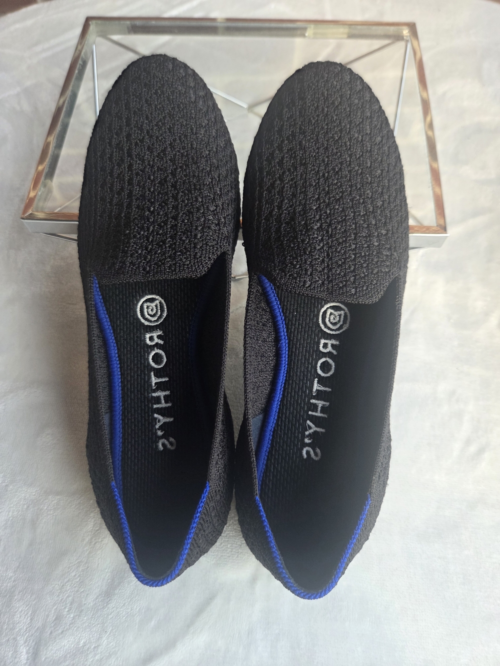 Rothy’s Black Blue Trim Knit Loafers Flats 6.5